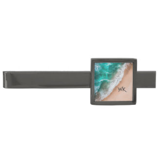 Waves on Sandy Beach Personal Gunmetal Finish Tie Bar