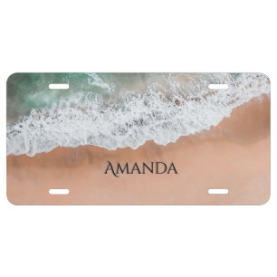 Waves on Sandy Beach Personal License Plate