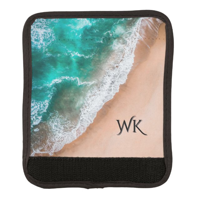 Waves on Sandy Beach Personal Luggage Handle Wrap (Front)
