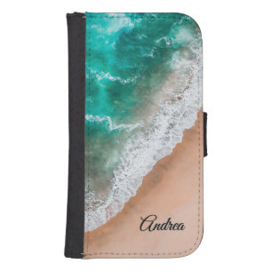 Waves on Sandy Beach Personal Galaxy S4 Wallet Case
