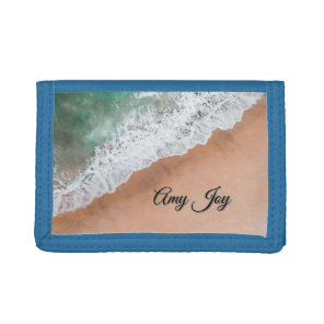 Waves on Sandy Beach Personal Tri-fold Wallet