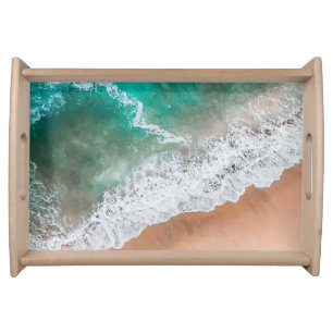 Waves on Sandy Beach  Serving Tray