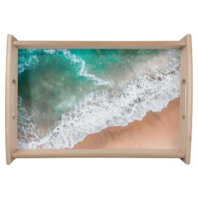 Waves on Sandy Beach  Serving Tray (Front)