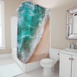 Waves on Sandy Beach  Shower Curtain