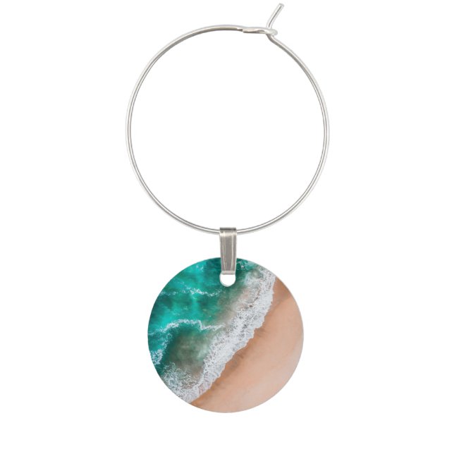 Waves on Sandy Beach  Wine Charm (Front)