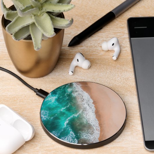 Waves on Sandy Beach  Wireless Charger (Desk 2)