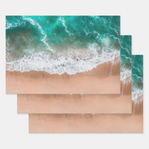 Waves on Sandy Beach Wrapping Paper Sheets