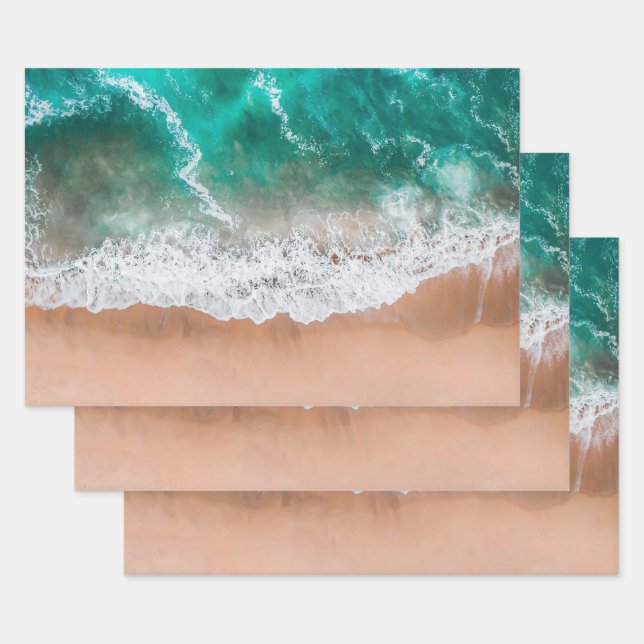 Waves on Sandy Beach  Wrapping Paper Sheets (Set)