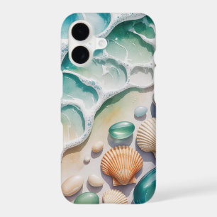 WAVES ON THE BEACH AND TROPICAL SEASHELLS iPhone 17 CASE