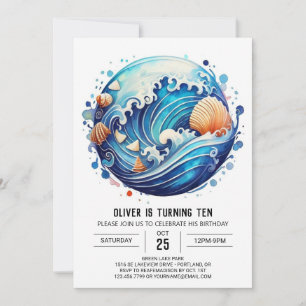 Waves Online Kids Birthday Invitation