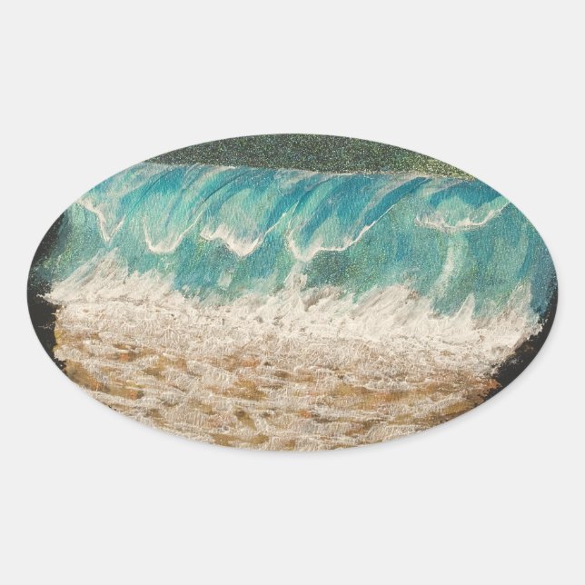 Waves Oval Sticker (Front)