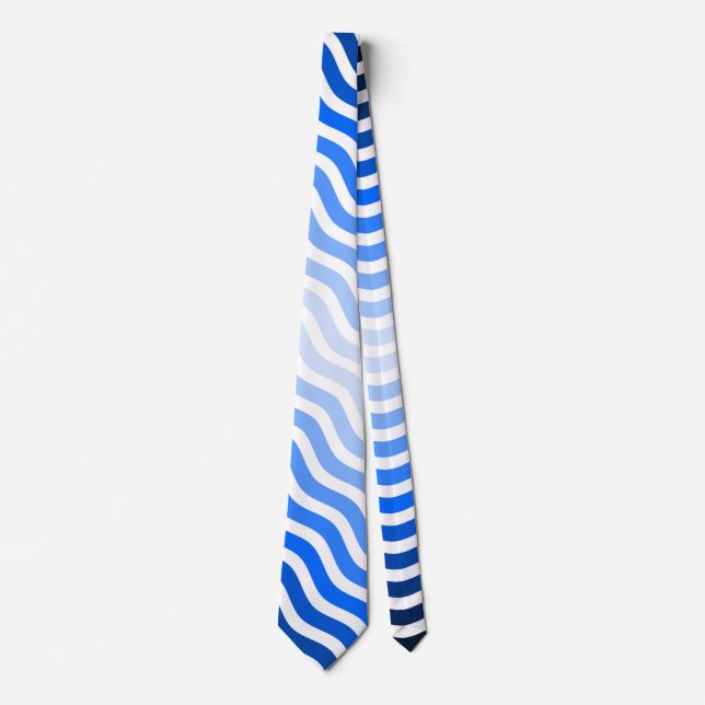 Waves pattern -01 White BG Neck Tie (Front)