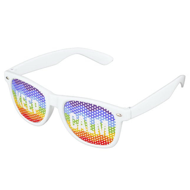 Waves Pattern - chakra rainbow colors + your text Retro Sunglasses (Angled)