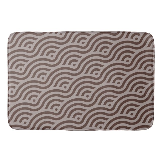Waves Pattern in two shades of Brown Bath Mat (Front)