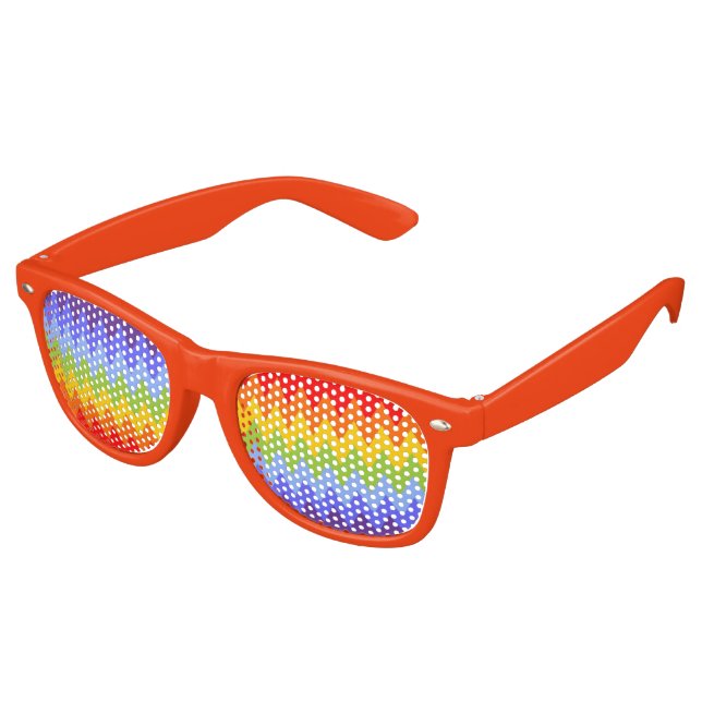 Waves Pattern - zigzag - chakra rainbow colors Retro Sunglasses (Angled)