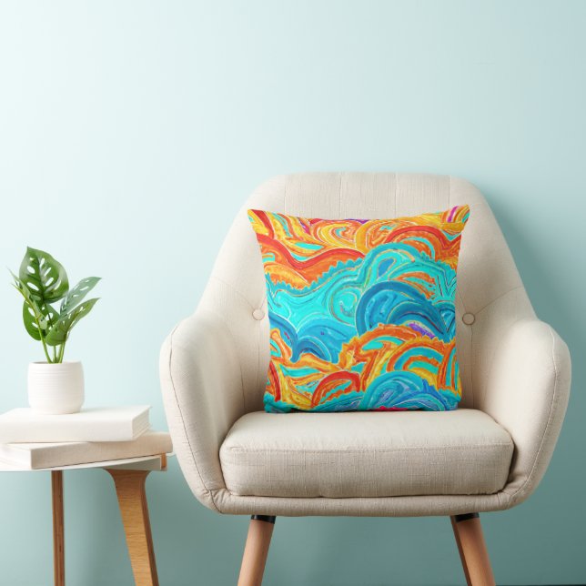 Waves Patterns Painting. Buy Now Throw Pillow (Chair)