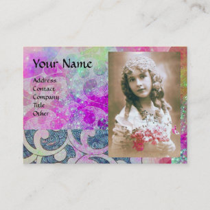 WAVES PHOTO TEMPLATE,vibrant violet blue purple Business Card