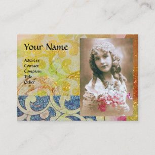 WAVES PHOTO TEMPLATE,vibrant yellow pink blue Business Card