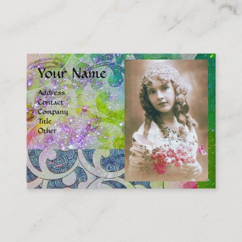WAVES PHOTO TEMPLATEvibrant yellow violet blue Business Card