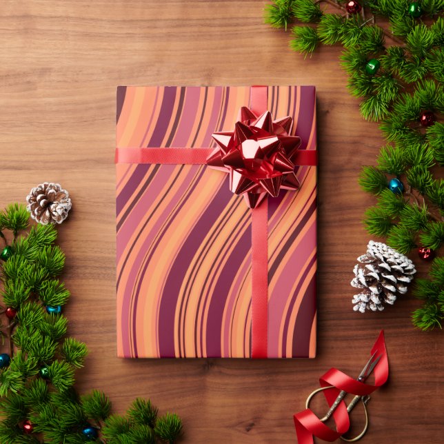 Waves Pink Brown Minimal Pattern Wrapping Paper (Holiday Gift)