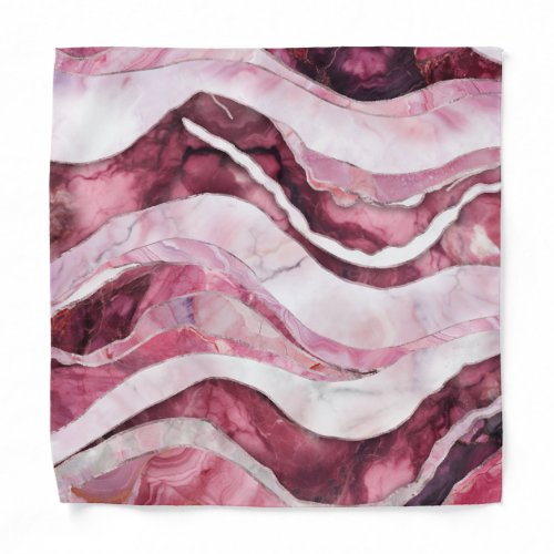 Waves _ Pink Marble Abstract Bandana