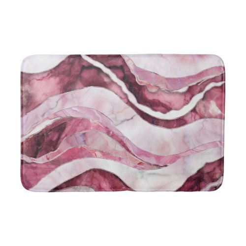 Waves _ Pink Marble Abstract Bath Mat