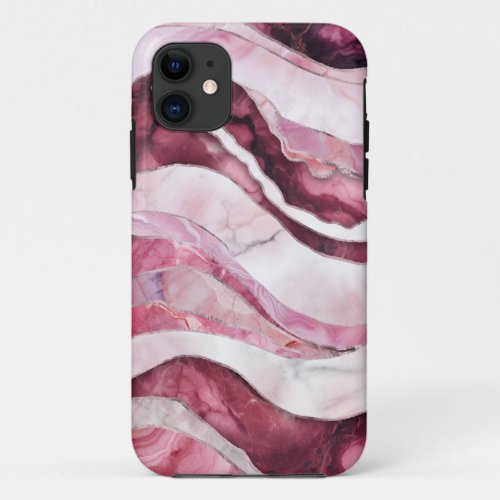 Waves _ Pink Marble Abstract iPhone 11 Case