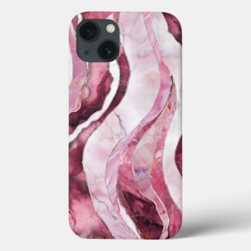Waves _ Pink Marble Abstract iPhone 13 Case