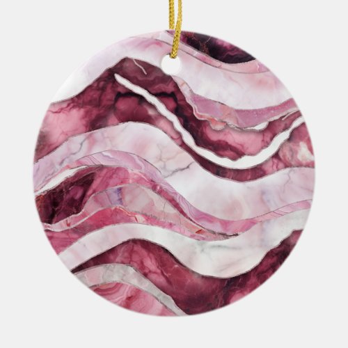 Waves _ Pink Marble Abstract Ceramic Ornament