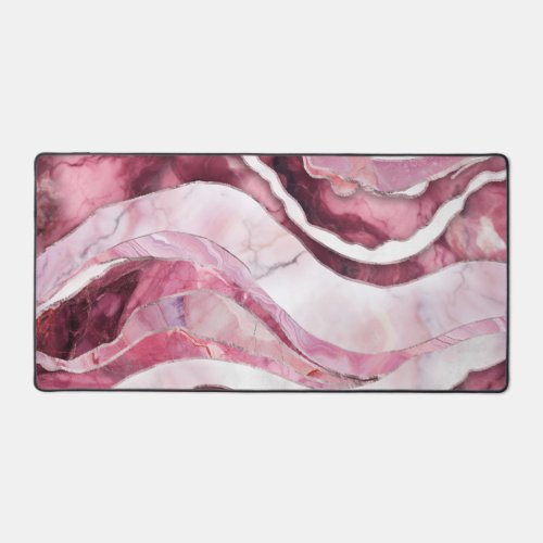 Waves _ Pink Marble Abstract Desk Mat