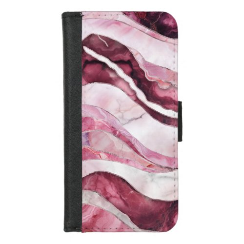 Waves _ Pink Marble Abstract iPhone 87 Wallet Case