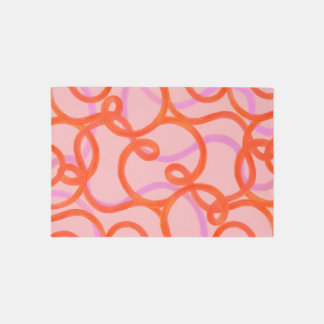 waves pink orange rug