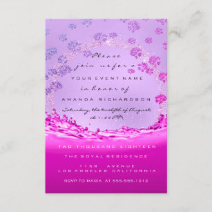 Waves Pink Purple Bridal Shower Floral Framed Spar Invitation