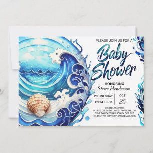 Waves Printable Baby Shower Invitation