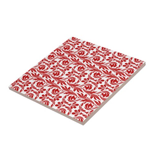 Waves Red_White_Ceramic Tile