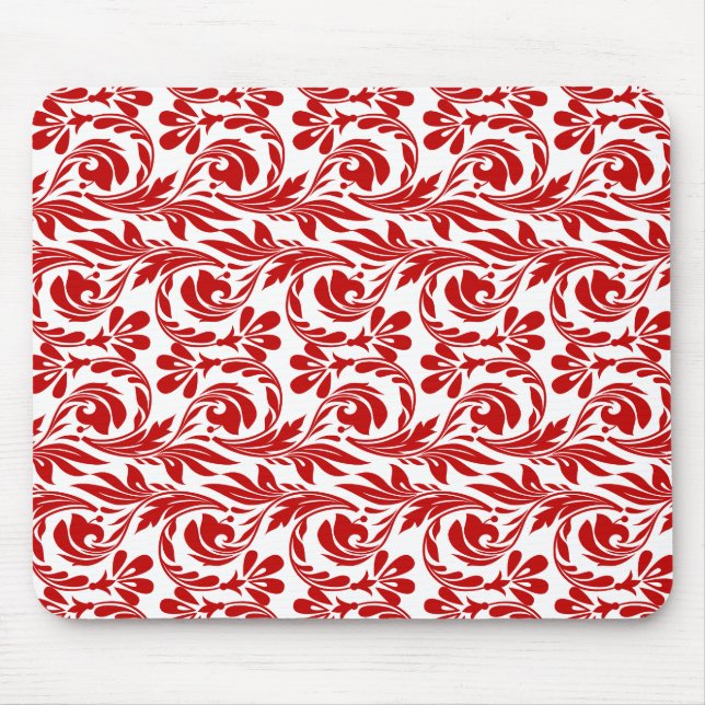 Waves, Red-White-Computer Mousepad (Front)