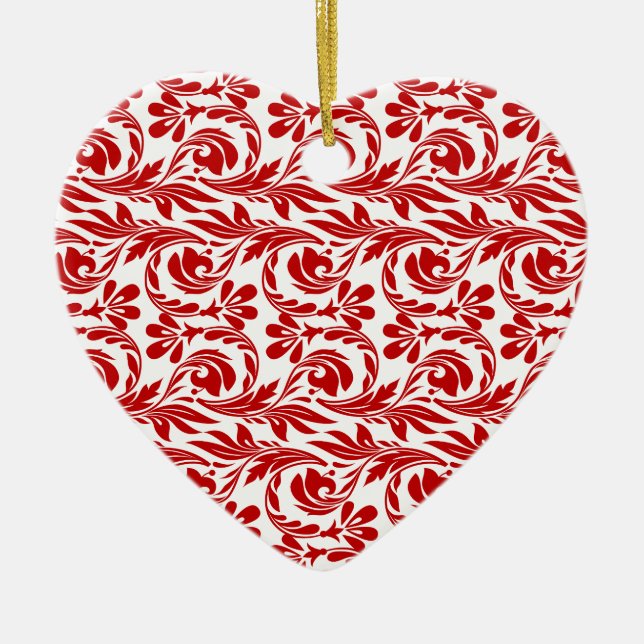 Waves, Red-White-Heart Shaped Ornament (Front)
