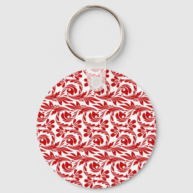 Waves, Red-White-Keychain Keychain (Front)