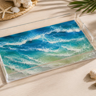 Waves Resin Look Coastal Acrylic Tray