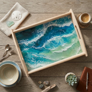 Waves Resin Look Coastal Serving Tray