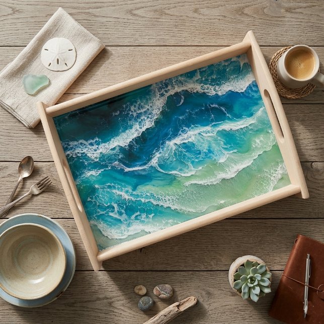 Waves Resin Look Coastal  Serving Tray (Creator Uploaded)