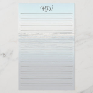 Waves Rolling In Lined Monogrammed Writing Paper