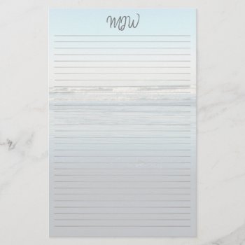 Waves Rolling In Lined Monogrammed Writing Paper by millhill at Zazzle