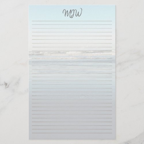 Waves Rolling In Lined Monogrammed Writing Paper