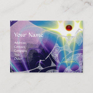 WAVES Ruby,bright vibrant blue white purple swirls Business Card