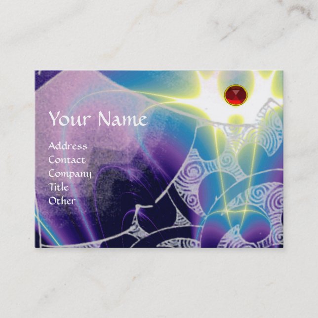 WAVES Ruby,bright vibrant blue white purple swirls Business Card (Front)
