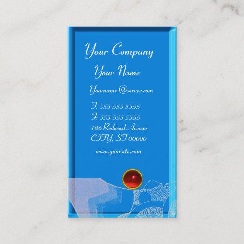 WAVES RUBY MONOGRAM  blue white red black Business Card