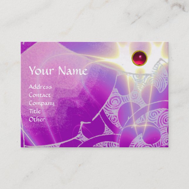 WAVES RUBY MONOGRAM, bright light purple blue Business Card (Front)