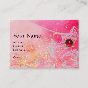 WAVES RUBY MONOGRAM, bright pink red purple blue Business Card