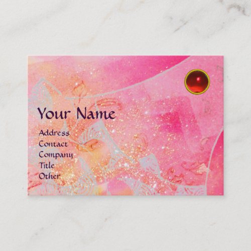 WAVES RUBY MONOGRAM bright pink red purple blue Business Card